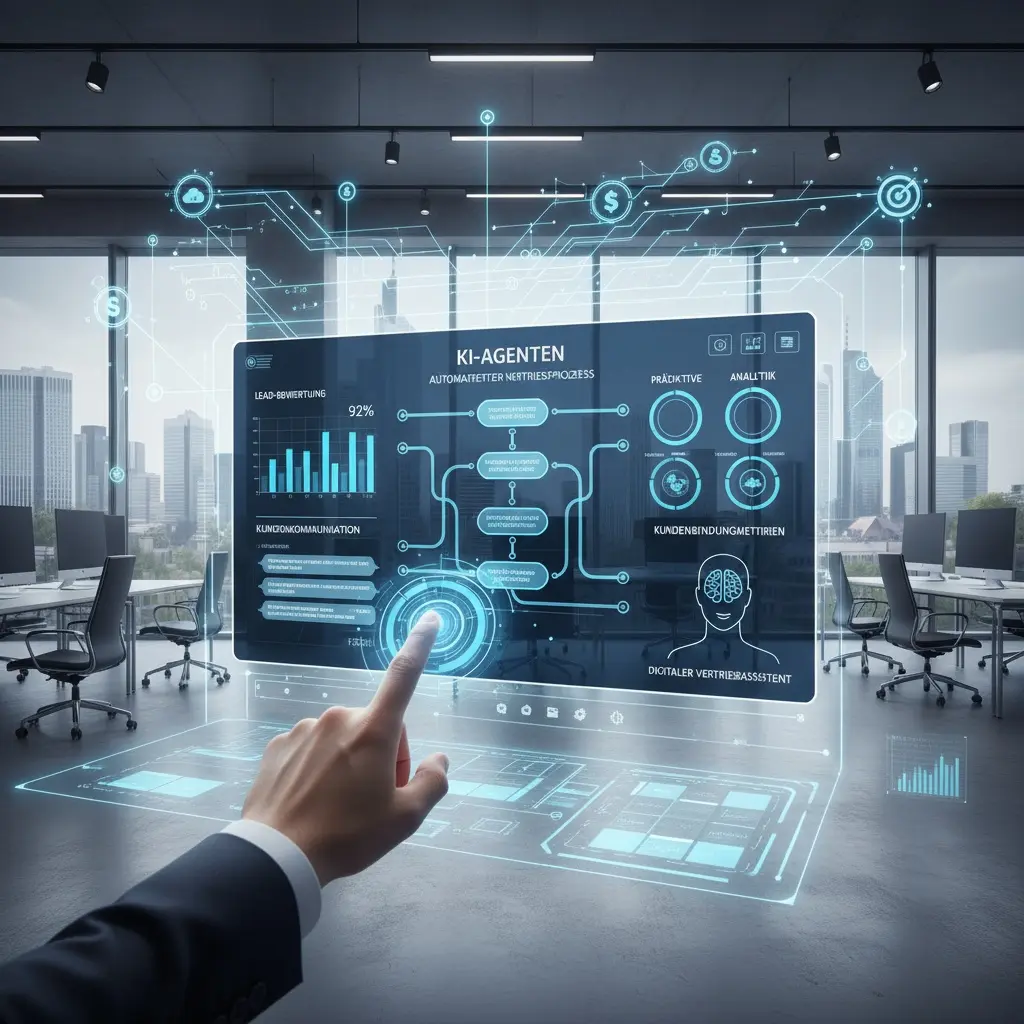 Kiagenten Im Vertrieb: Wie Intelligente Systeme Den Verkauf Automatisieren Futuristic Interface For Sales Automation