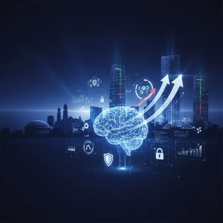 🧠 Bulgarian Artificial Intelligence Automation Trends 2025: How Bulgarian Businesses Are Transforming With Artificial Intelligence Digital Brain With City Skyline Backdrop
